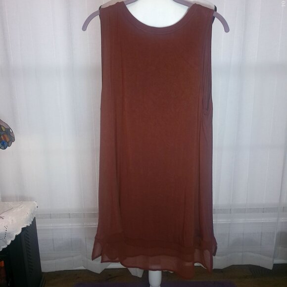 LOGO BY LORI GOLDSTEIN Layers Sleeveless Scoop Neck Rust Tunic Tank XL - Picture 2 of 6